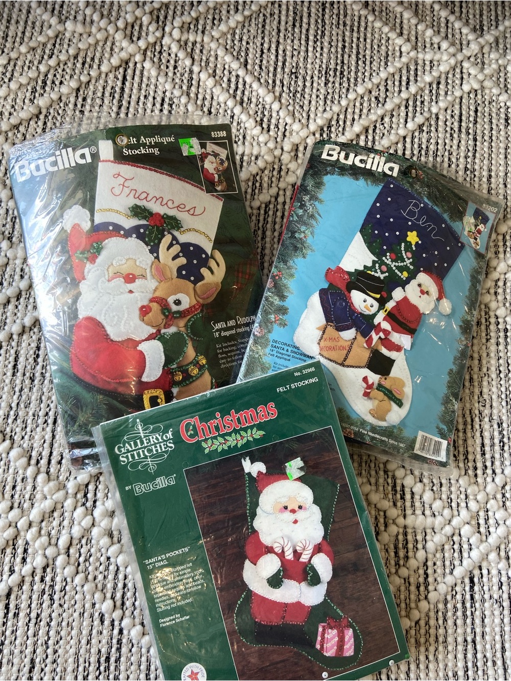bucilla vintage incomplete partial kits applique stocking READ